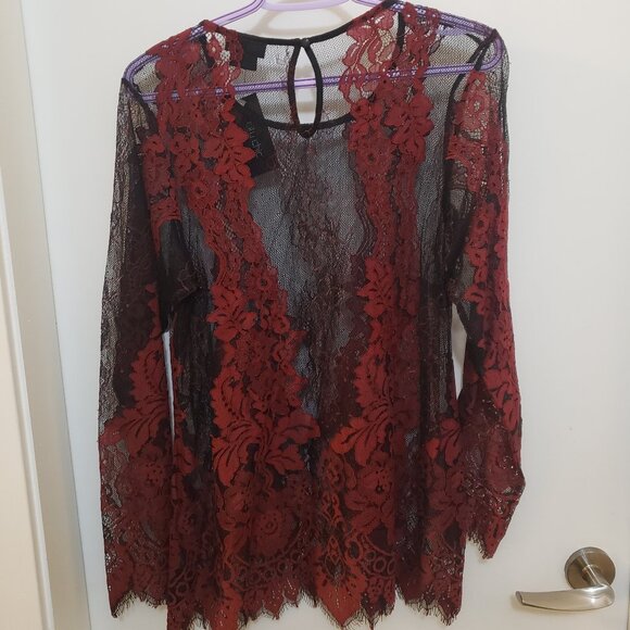 City Chic Lace Black and Brick Red Top. New With Tags - Picture 7 of 8